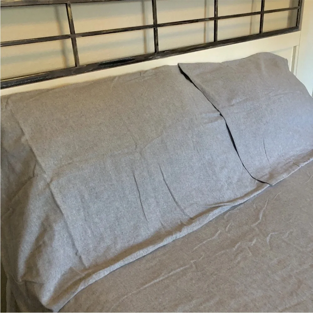 Boll & Branch Heathered Gray Organic Cotton Flannel King Duvet Cover & Sham Set